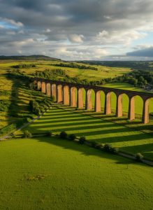 Culloden Viaduct stretching across the countryside near Inverness in the Scottish Highlands.