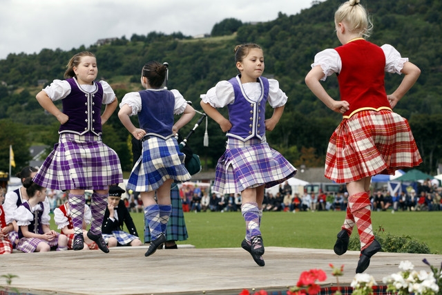 highland-games-highland-dancing-scotland Young dancers performing traditional Highland dancing at the Highland Games