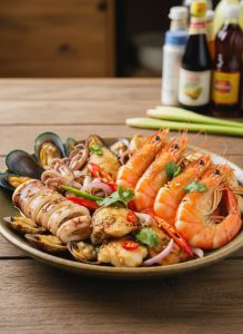 Thai seafood prepared during a cooking class in Krabi