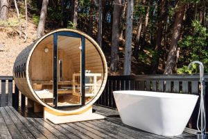 Luxury glamping dome interior with Mount Fuji views in Kawaguchiko, Japan
