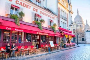 Traditional Parisian café near Sacré Coeur in Montmartre