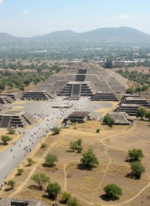 The Pyramid of the Sun at the ancient archaeological site of Teotihuacán in Mexico.